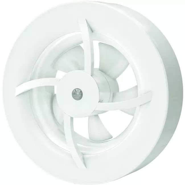 Solara bathroom fan with heat mover - 100 mm diameter - matte white