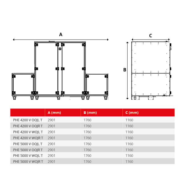 Maxivent WTW Air Handling Units with Counterflow Heat Exchanger, 4200 m³/h, Vertical Left - PHE 4200 V OOJL T