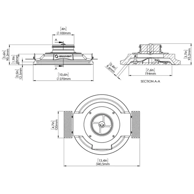 Ergovent Insertable Frameless Round Ventilation Valve, 100 mm - with Coanda Effect