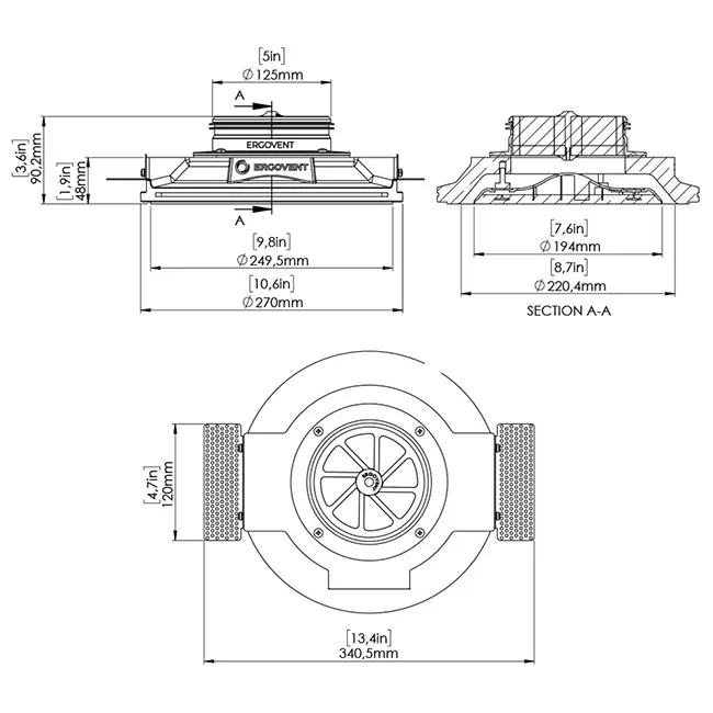 Ergovent plug-in frameless ventilation valve round 125 mm - with coanda effect