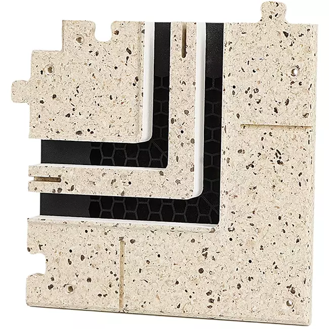 Ergovent 90 degree corner piece for modular instuctable line gratings with 2 slots