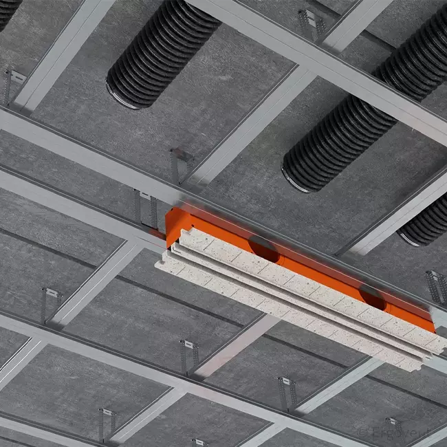Ergovent plasterable frameless louvre 1050 mm with connection diameter 125 mm - air conditioning - 2 slots