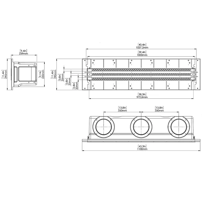 Ergovent plasterable frameless louvre 1000 mm with connection diameter 150 mm - air conditioning - 3 slots
