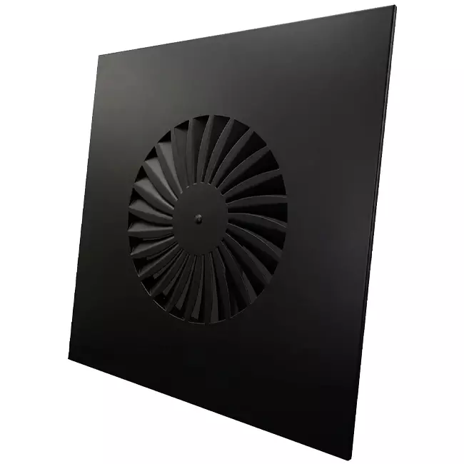 Swirl diffuser fixed blades 600mm square - SWS 600 RAL 9005 30% gloss