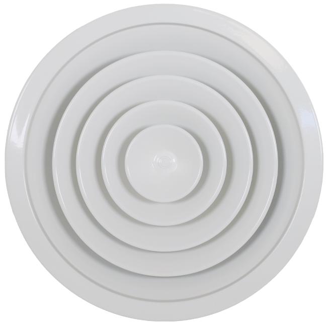 Round ceiling grille with fixed pattern, Ø 250 mm - RAL9010
