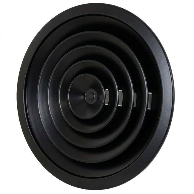 Ceiling diffuser round with fixed pattern Ø 250 mm - RAL9005 30% gloss