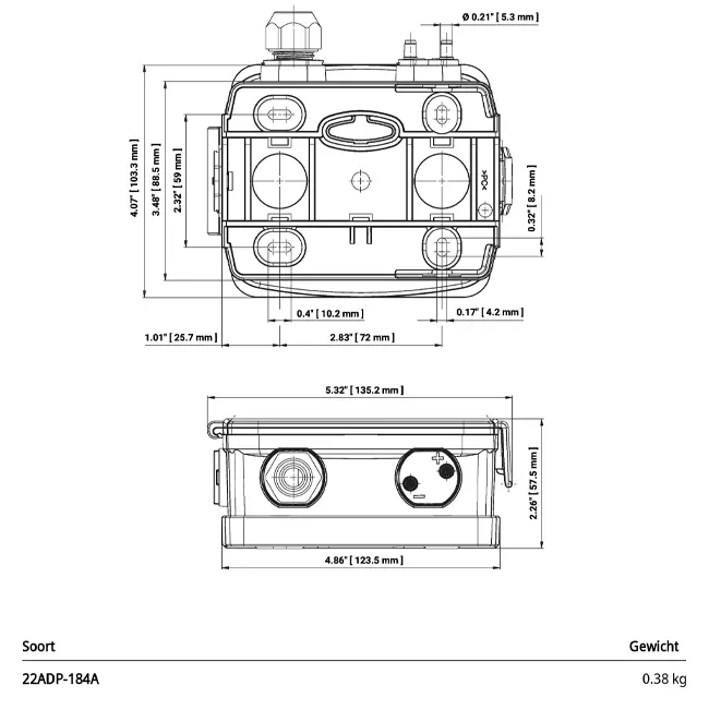 Belimo differential pressure sensor up to 2500 Pa with automatic zero calibration - 22ADP-184A
