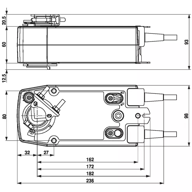 Belimo rotary valve actuator with spring return 24V - open/close - 10 Nm - NF24A-S2