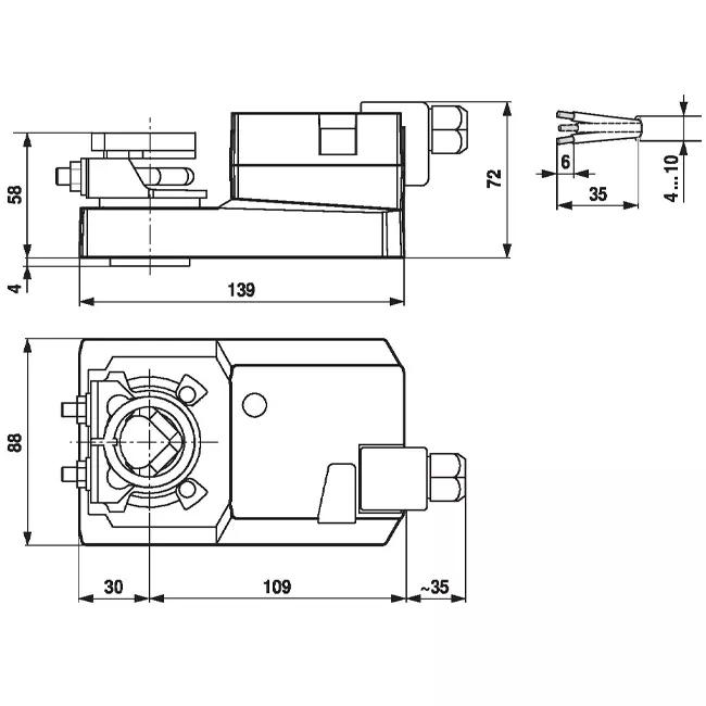 Belimo modulating valve drive with connection terminals 24V - 2-10V - 20 Nm - SM24A-SR-TP