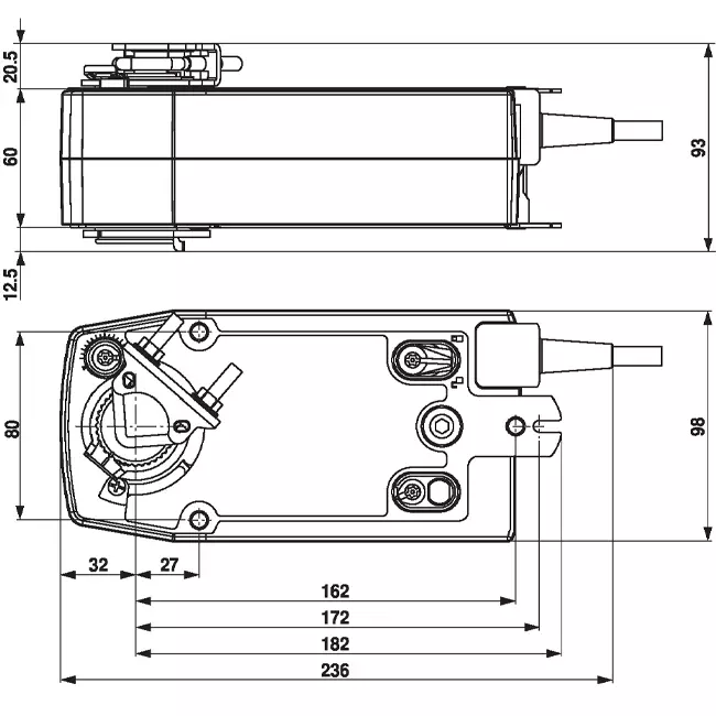 Belimo modulating valve actuator with spring return 24V - 2-10V - 10 Nm - NF24A-SR