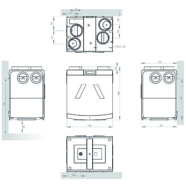 Orcon HRC-300 EcoMax DN160 - 300 m³/h