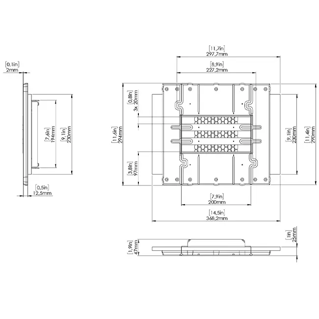 Ergovent adapter for modular insertable linear grilles, 200 mm – 3 slots