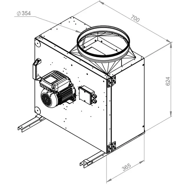 Box fan motor outside airflow - MPS 355 EC 30