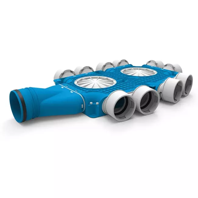 UniflexPlus composite distributor 10x Ø90mm with horizontal spigot Ø125mm