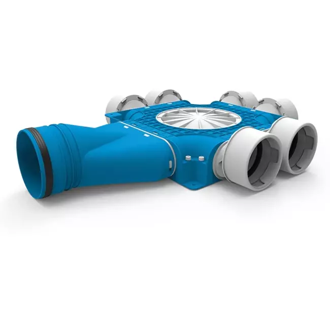 UniflexPlus composite distributor 6x Ø90mm with horizontal spigot Ø125mm