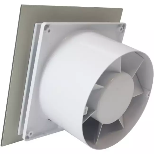 Air Roxy bathroom extractor fan with connection diameter 100 mm with pull cord and power plug - front panel in gold aluminium