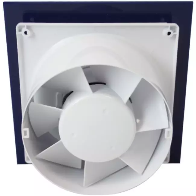 Air Roxy bathroom extractor fan with connection diameter 100 mm with pull cord and power plug - front panel in blue plastic