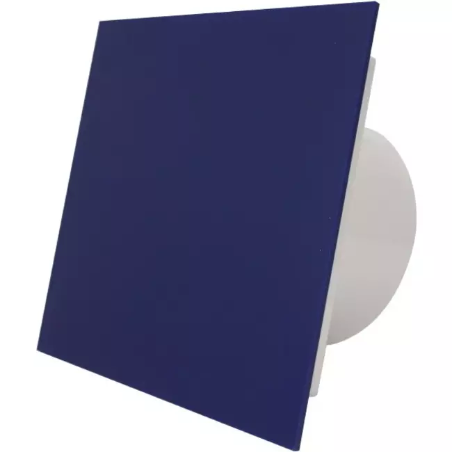 Air Roxy bathroom extractor fan with connection diameter 100 mm with pull cord and power plug - front panel in blue plastic