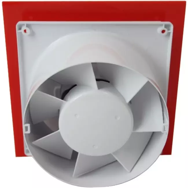 Air Roxy bathroom extractor fan with connection diameter 100 mm with pull cord and power plug - front panel in red plastic
