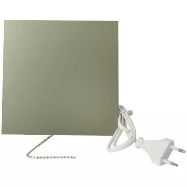 Bathroom extractor fan Ø 100 mm with pull cord and power plug - front panel in satin gold glass