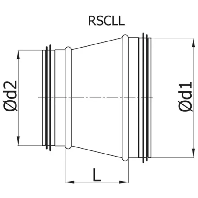 Reducer from Ø 315 mm - Ø 250 mm for spiral duct