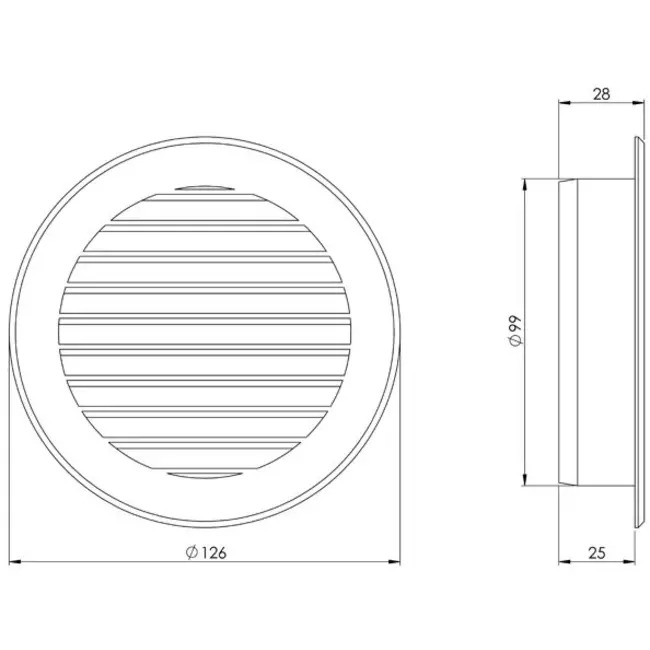Vane grill diameter 100 mm beige - VR100Y