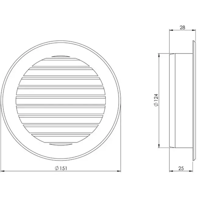 Vane grille diameter: 125mm white - VR125