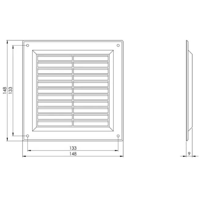 Ventilation grille plastic square 150x150 mm beige - VR1515Y
