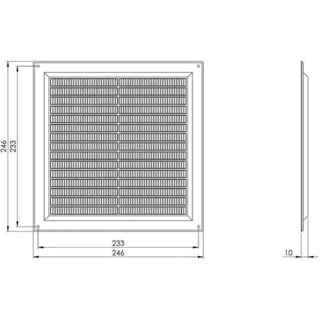 Ventilation grille plastic rectangular 250x250 black - VR2525M
