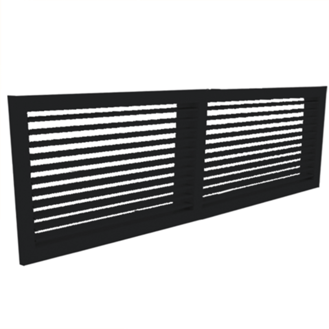 Wall grille 600 x 100 aluminium with screw fixing and fixed vanes - mixed colour RAL 9005