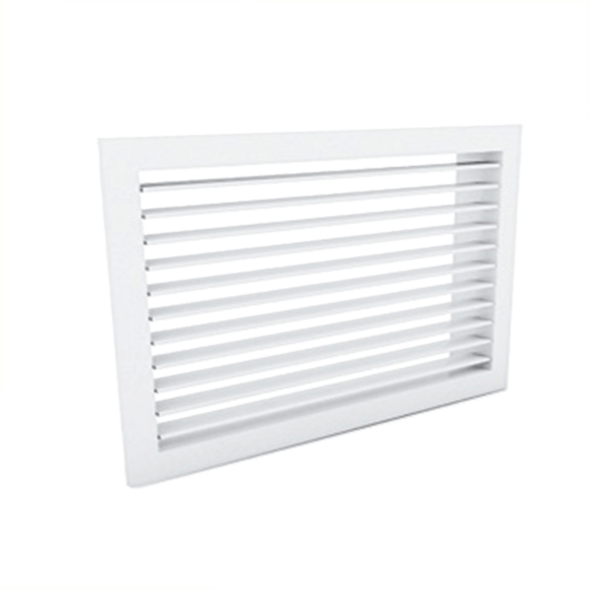 Wall grille 200 x 200 in steel, with clamping springs and fixed vanes - mixed colour RAL 9003