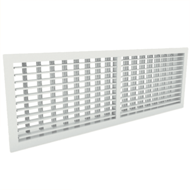 Wall grille 600 x 100, aluminium, with clamping springs and double adjustable vanes - mixed colour RAL 9010
