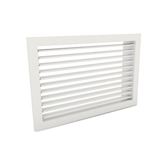 Wall grille 400 x 100 aluminium with screw fixing and fixed vanes - mixed colour RAL 9010