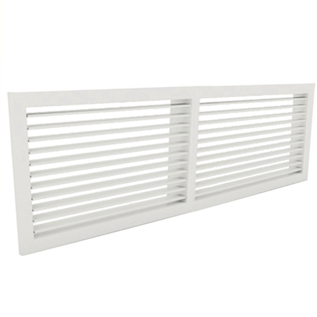 Wall grille 600 x 200 aluminium with screw fixing and fixed vanes - mixed colour RAL 9010
