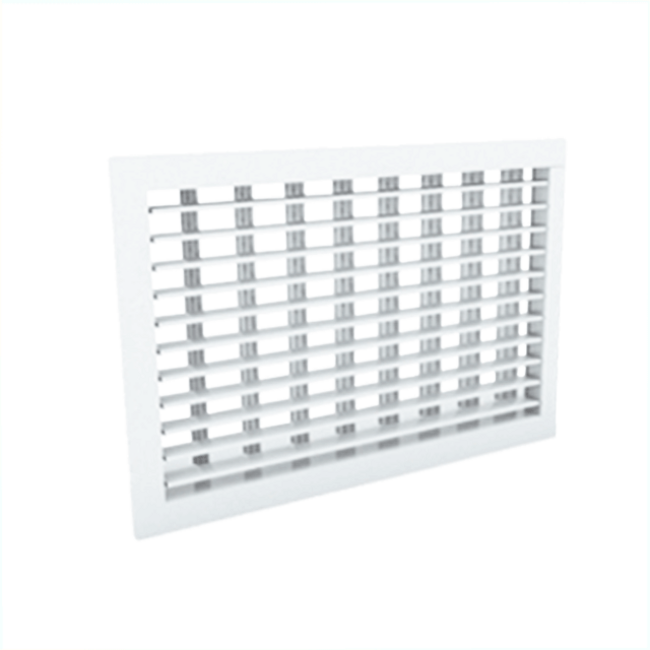 Wall grille 400 x 100 steel with clamping springs and double adjustable vanes - mixed colour RAL 9016