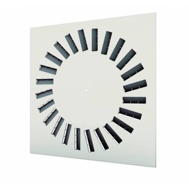 Adjustable square swirl diffuser 600 x 600 with 24 vanes - mixed colour RAL 9003
