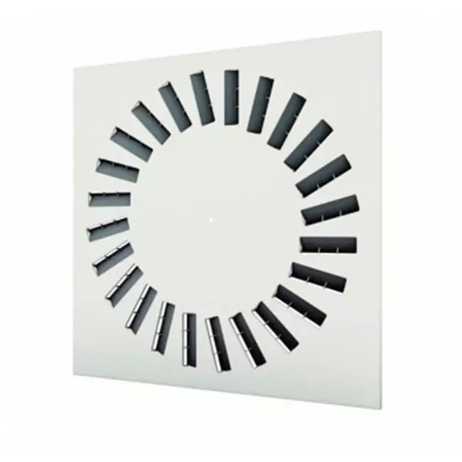Adjustable square swirl diffuser 600 x 600 with 24 vanes - mixed colour RAL 9010