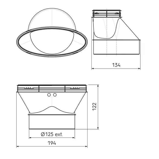 Ubbink Air Excellent DB206 kit side connection 125