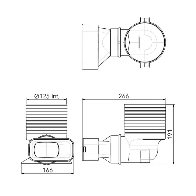 Ubbink Air Excellent 55SC valve adapter 125 1x90°