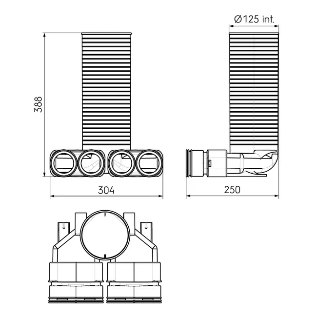 Ubbink Air Excellent 23C valve adapter 125 4x90°