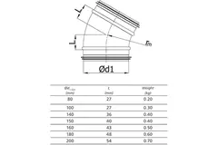 Round spiral bend 30° Ø 150mm for spiral duct