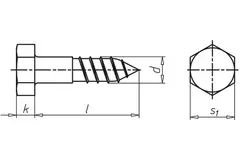 Wood threaded bolt 8x50mm galv. (200)