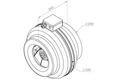 Ruck® inline tube fan 1090m³/h – Ø 250 mm + electronic variable control 1.0 A