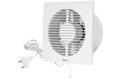 Bathroom extractor fan Ø 100 mm white with pull cord and plug - EE100WP