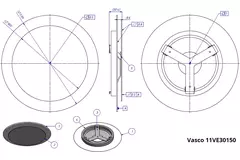 Vasco design ceiling valve luxury round (incl. smiley)