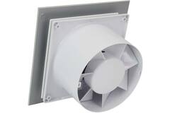 Bathroom extractor fan Ø 100 mm with pull cord and power plug - front panel in satin silver glass