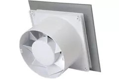 Bathroom extractor fan Ø 100 mm with pull cord and power plug - front panel in satin gold glass