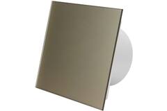 Bathroom extractor fan Ø 125 mm with pull cord and power plug - front panel in satin gold glass