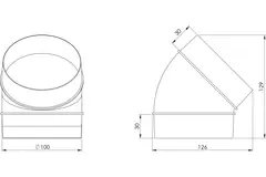 Round plastic 45° bend diameter: 100mm AL100-45