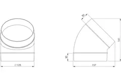 Round plastic 45° bend diameter: 125mm AL125-45